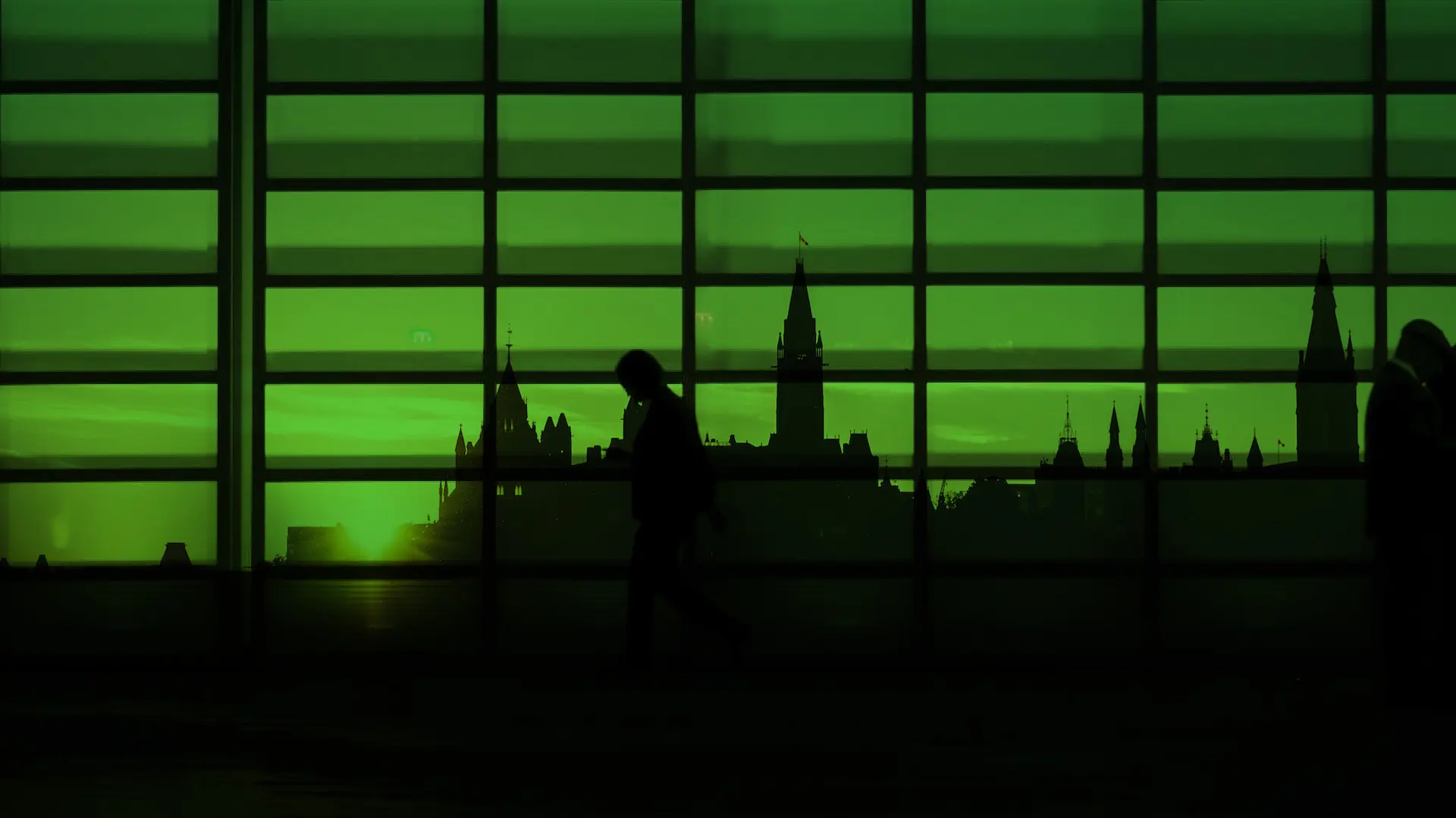 Canada city green over layout, view outside window